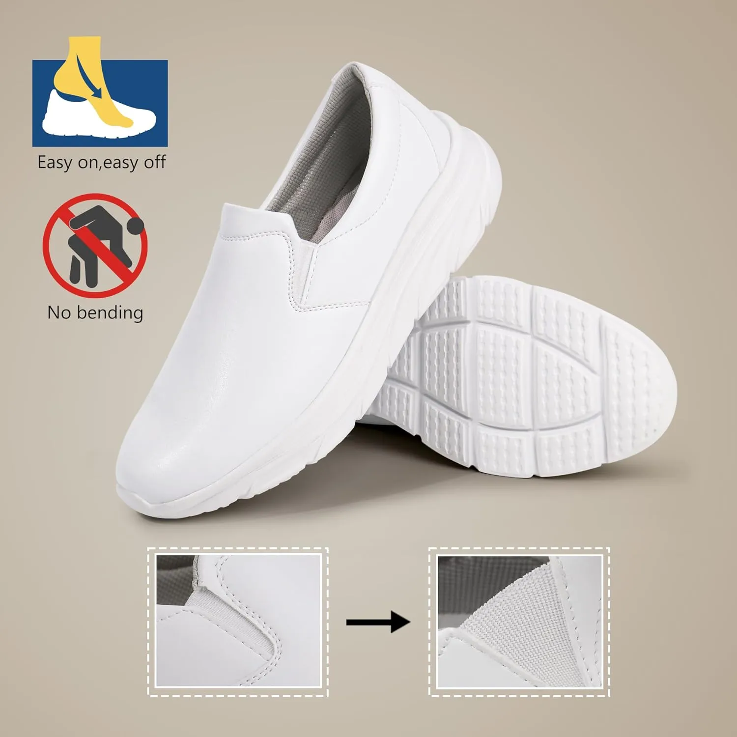 Hawkwell Men's Slip On Arch Support Lightweight Slip Resistant Comfortable Nursing Shoes