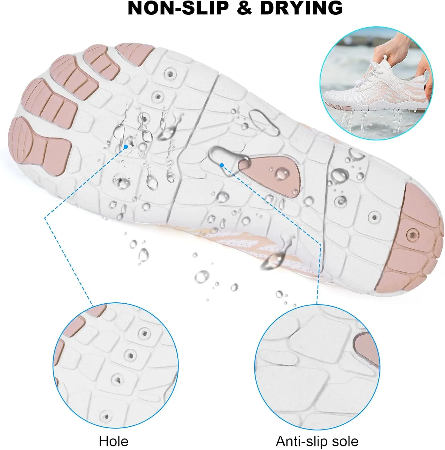 Hike Barefoot Water Shoes, Grounded Footwear Pro Barefoot Shoes Women Men, Non-Slip Athletic Hiking Trail Running Shoe, Breathable Zero Drop Water Shoe Wide Toe Box