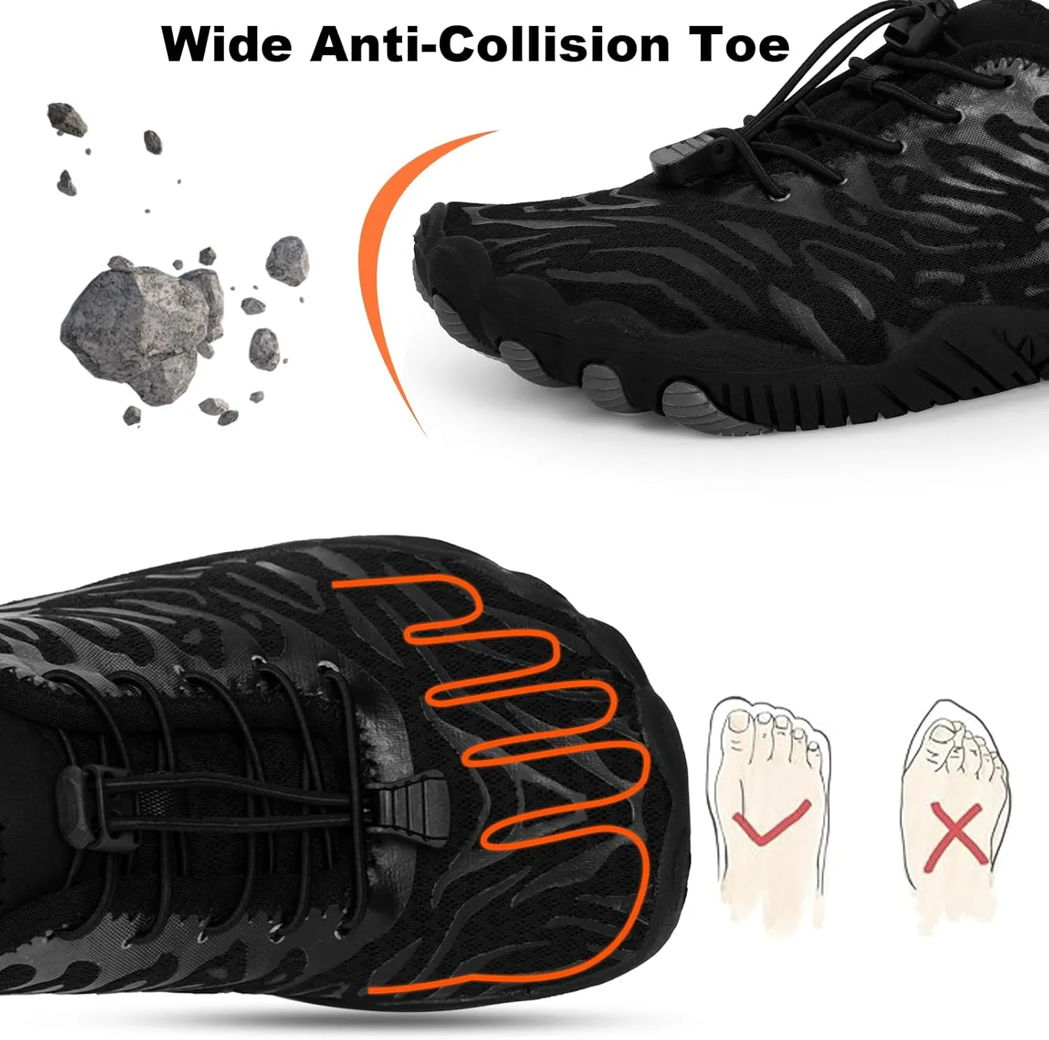 Hike Barefoot Water Shoes, Grounded Footwear Pro Barefoot Shoes Women Men, Non-Slip Athletic Hiking Trail Running Shoe, Breathable Zero Drop Water Shoe Wide Toe Box