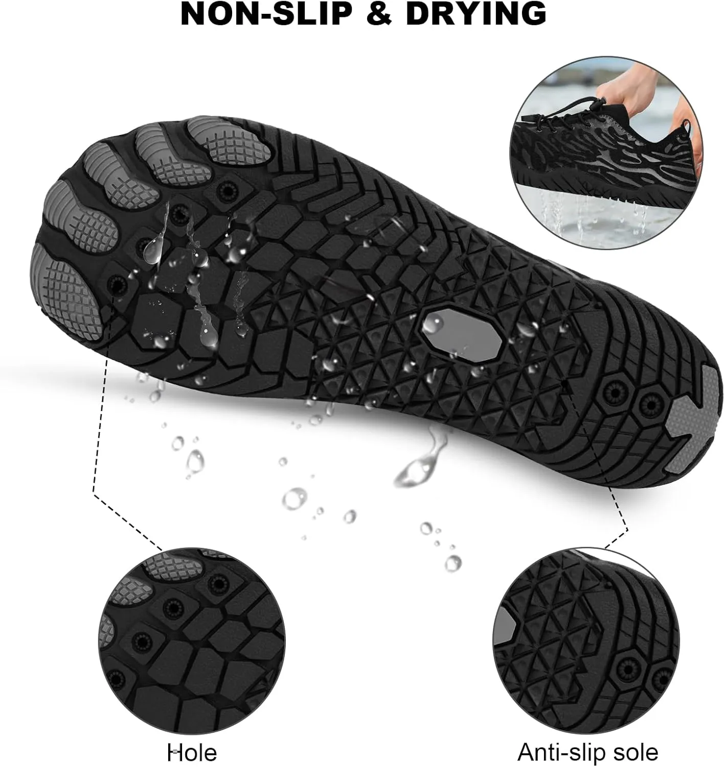 Hike Barefoot Water Shoes, Grounded Footwear Pro Barefoot Shoes Women Men, Non-Slip Athletic Hiking Trail Running Shoe, Breathable Zero Drop Water Shoe Wide Toe Box