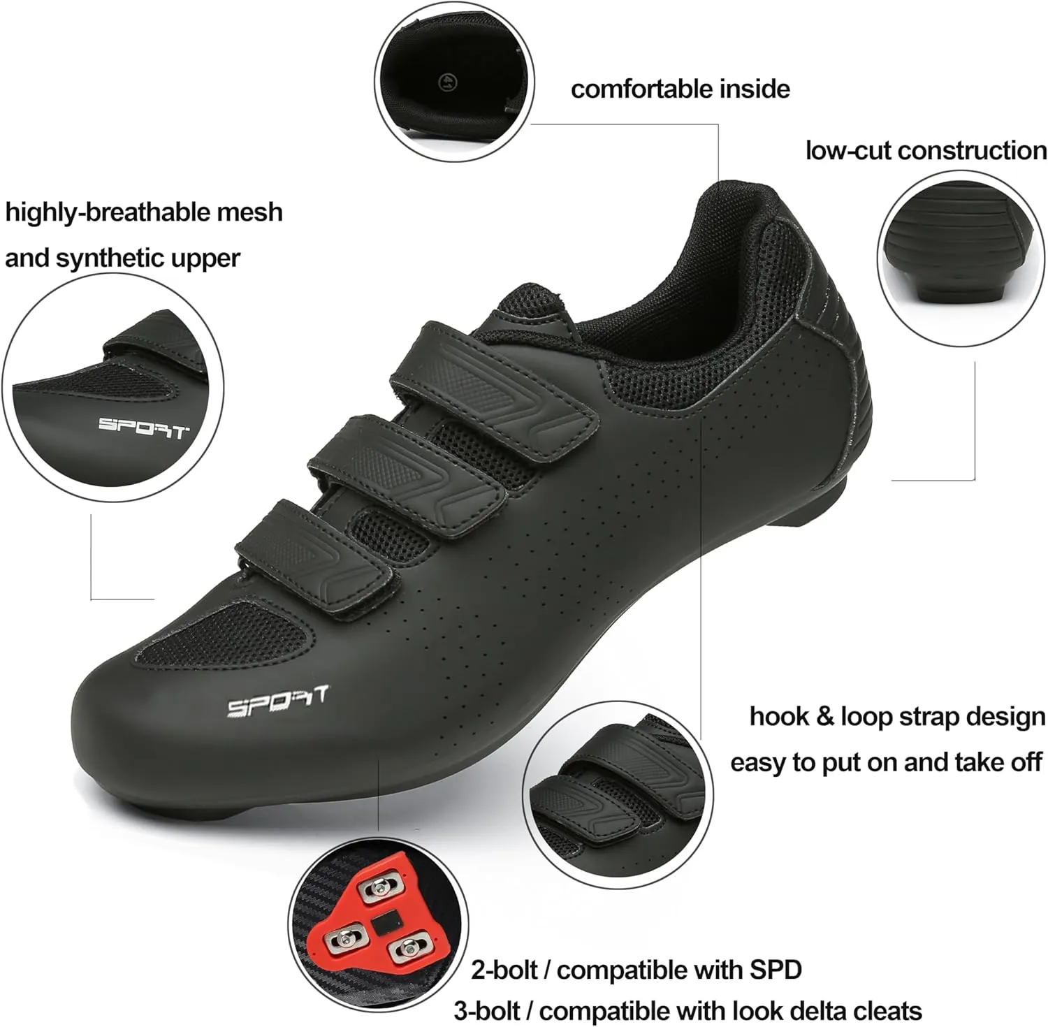 Honosuker Women's Men's Cycling Shoes Compatible with Peloton Delta SPD Spin Road Bike Bicycle Shoes
