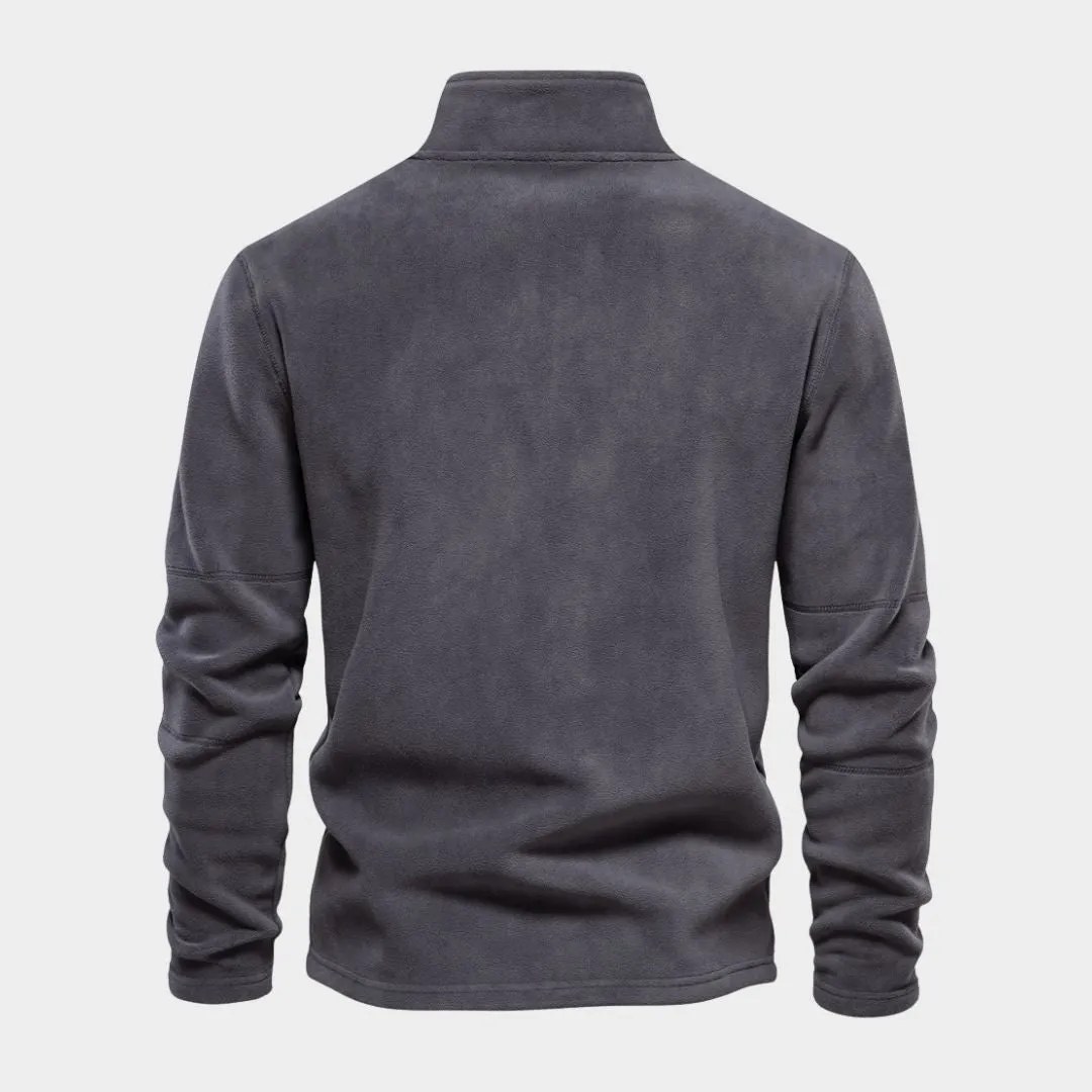 Men's Fleece Sweater  Thicken Warm Zipper Neck Sweater, Soft Shell Sweatshirt (Light Green, Black, and More)