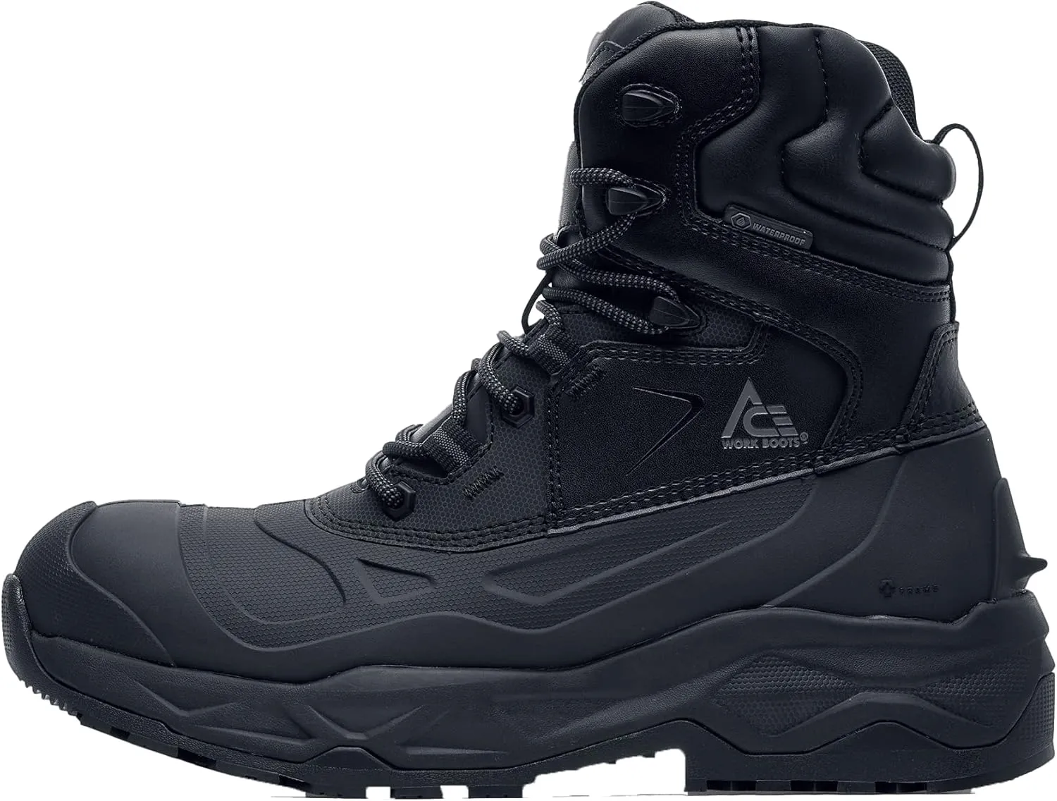 Shoes for Crews ACE Fargo II, Men's Soft Toe (ST) Work Boots, Slip Resistant and Waterproof, Black, Size 9