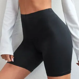 Thin Fitness Casual High Waist Biker Shorts Slim Knee-Length Bottoms Cycling Shorts Streetwear