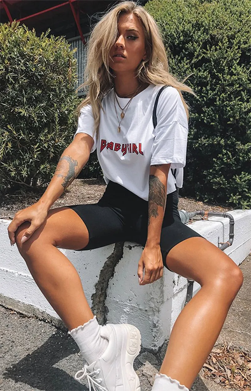 Thin Fitness Casual High Waist Biker Shorts Slim Knee-Length Bottoms Cycling Shorts Streetwear