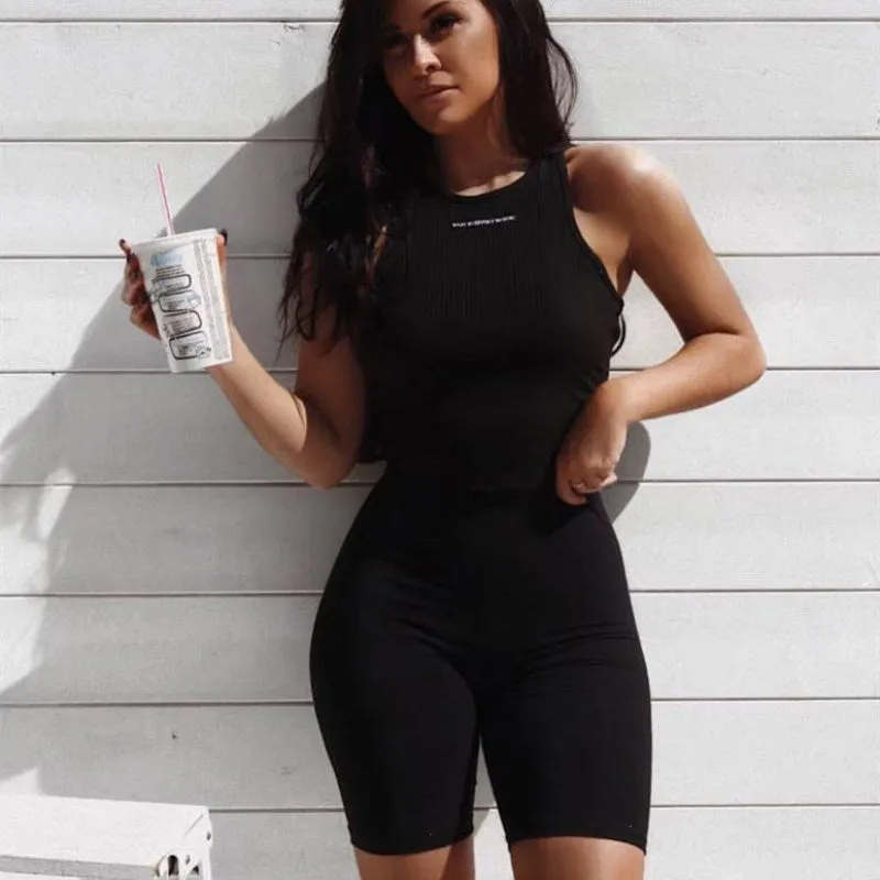 Thin Fitness Casual High Waist Biker Shorts Slim Knee-Length Bottoms Cycling Shorts Streetwear