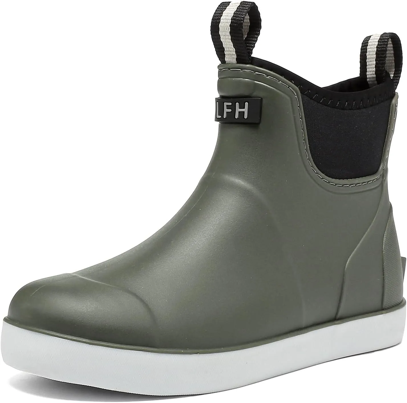 Women's Deck Boots, Rubber Rain Boots Chelsea Ankle Booties with Anti-Slip Sole Waterproof Fishing Shoes for Outdoor Work Garden Camping