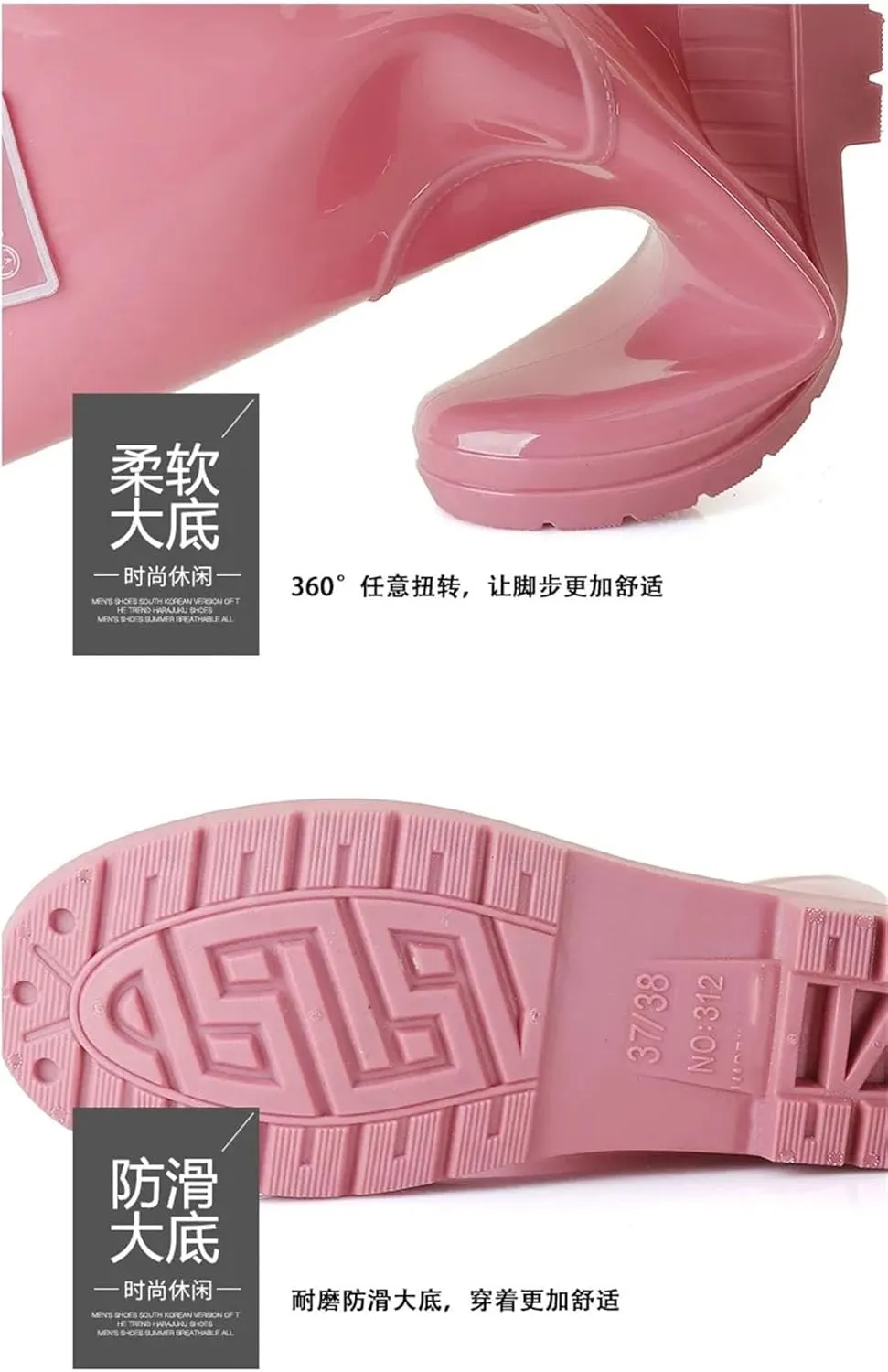 Women's Rubber Boots Waterproof Garden Kitchen Work Water Shoes Galoshes Long Tube Rain Boots Footwear